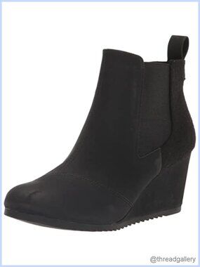 TOMS Bailey Suede Ankle Boots Memory Foam Wedge Booties